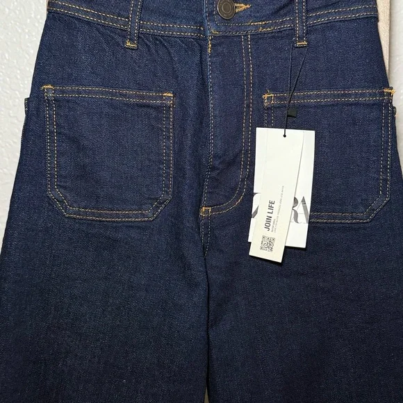 Zara Dark Indigo Wide Leg Jeans - Picture 2 of 4